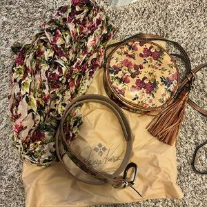 Patricia Nash Floral Crossbody Set with Tan Belt